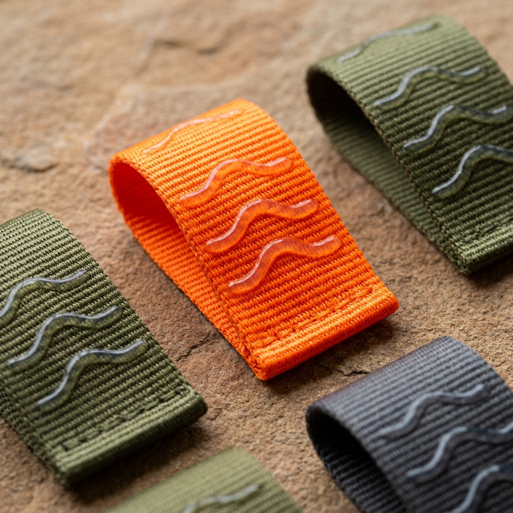 Footwear webbing and heel pull tab concepts