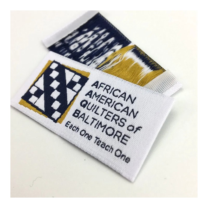 Heat-Seal Adhesive Backed Damask Woven Label footwear trim style