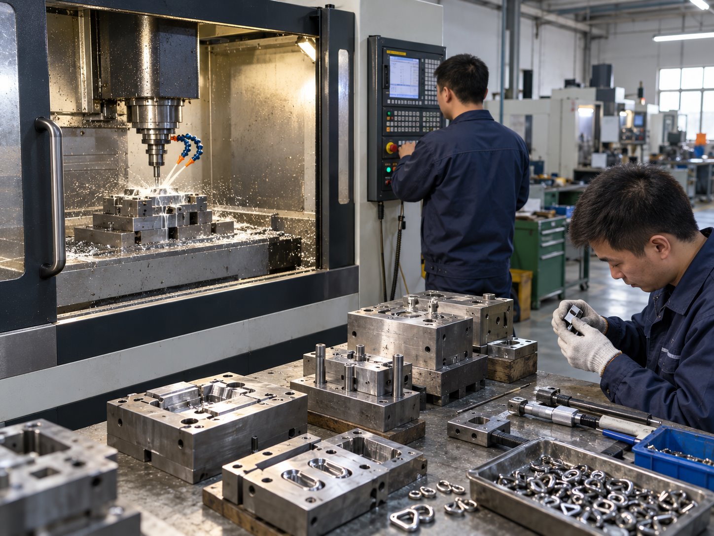 Illustrative CNC tooling workshop machining precision footwear trim molds